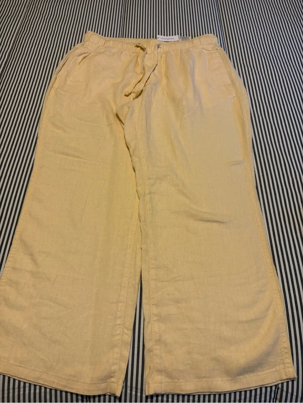 Banana Republic Pale Yellow Wide-Leg Linen Blend Pants Size PS NWT